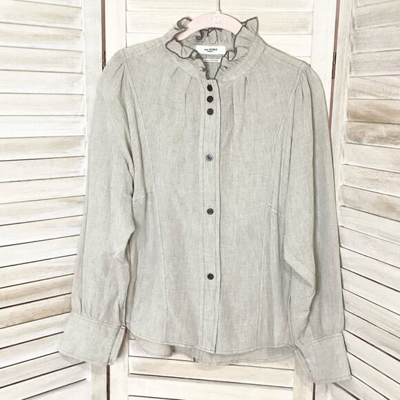 Etoile Isabel Marant Melphine Wool Blend High Neck Ruffle Blouse 38 6 - Picture 8 of 12